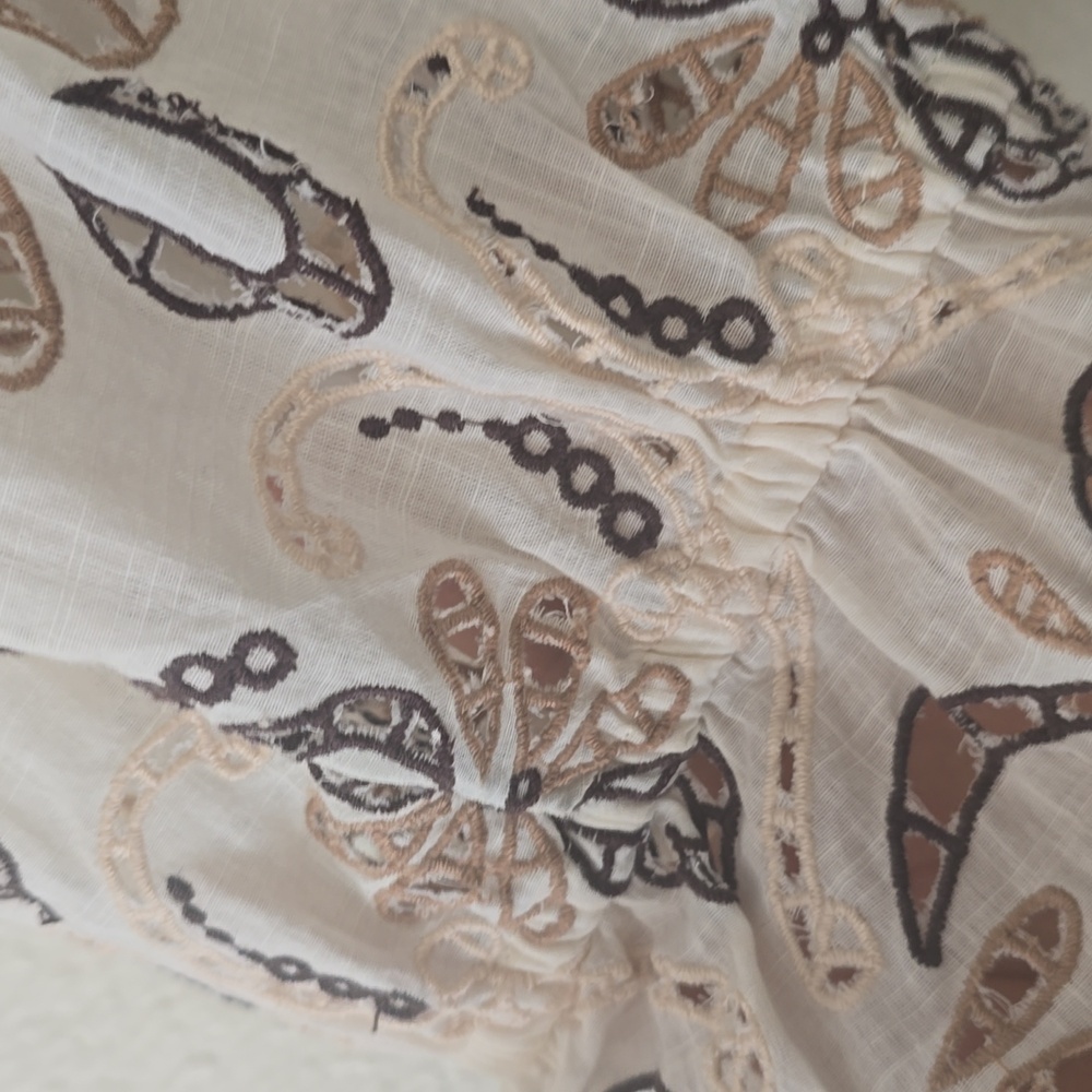 Anthropologie Eyelet  Cream Lace Blouse S - Picture 5 of 9